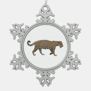 Jaguar Snowflake Pewter Christmas Ornament