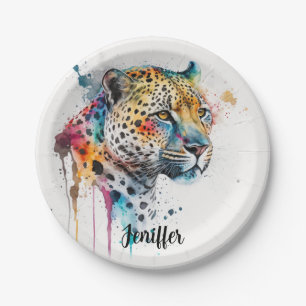 Jaguar Watercolor                                  Paper Plate