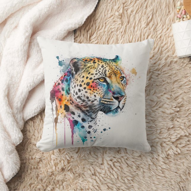 Jaguar Watercolor                Throw Pillow (Blanket)