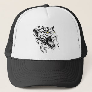 Jaguar Wild Animal Nature Illustration Art Tattoo Trucker Hat