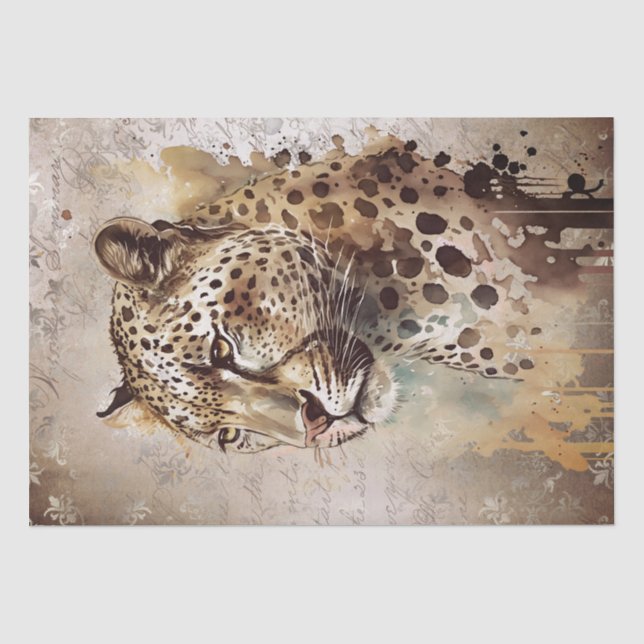 Jaguar Wild Cat Watercolor Tissue Paper (Front)