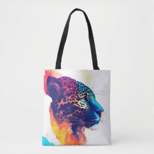 Jaguar Wild Nature Animal Color Art Painting Tote Bag