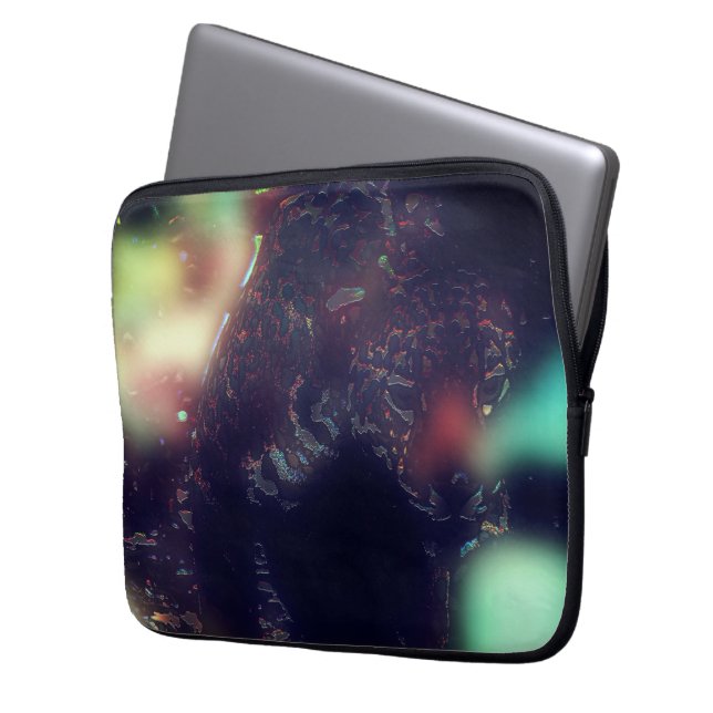 Jaguar with darkened effect and soft colour flares laptop sleeve (Front Left)