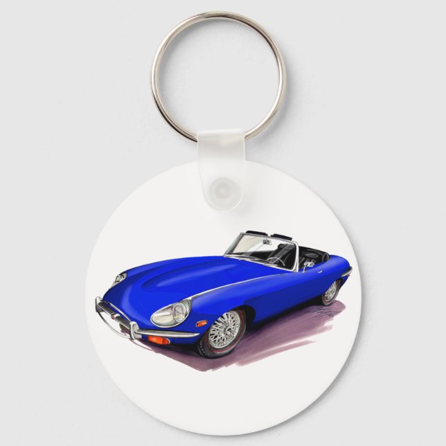 Jaguar XKE Blue Car Keychain (Front)