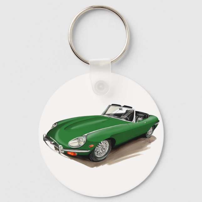 Jaguar XKE Green Car Keychain (Front)