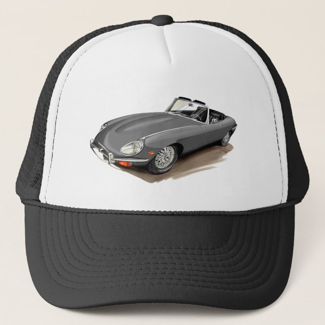 Jaguar XKE Grey Car Trucker Hat (Front)