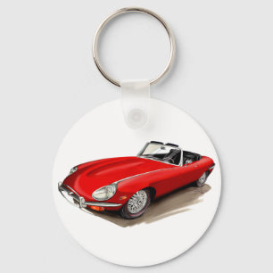 Jaguar XKE Red Car Keychain