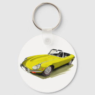 Jaguar XKE Yellow Car Keychain