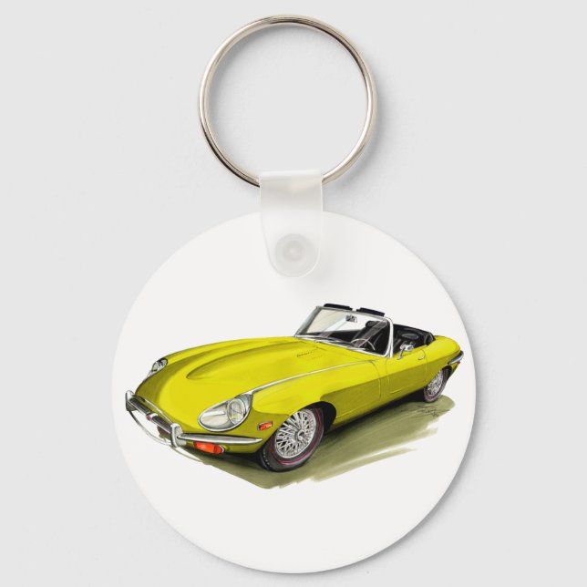 Jaguar XKE Yellow Car Keychain (Front)