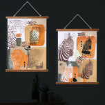Jaguar Zebra Earth Tones Modern Abstract Pop Art Hanging Tapestry<br><div class="desc">Modern abstract wall hanging with african zebra and south american jaguar animals and organic shapes in pop art portrait style.  Cool mixed media design in earth tones of golden sand beige burnt orange and green.</div>