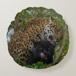 Jaguars In Love Round Pillow