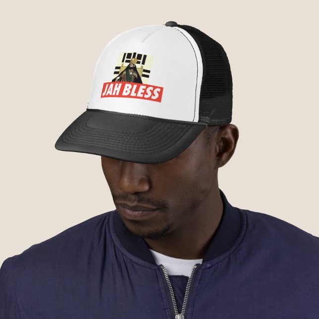 Jah Bless - Haile Selassie - Rasta Trucker Cap (In Situ)