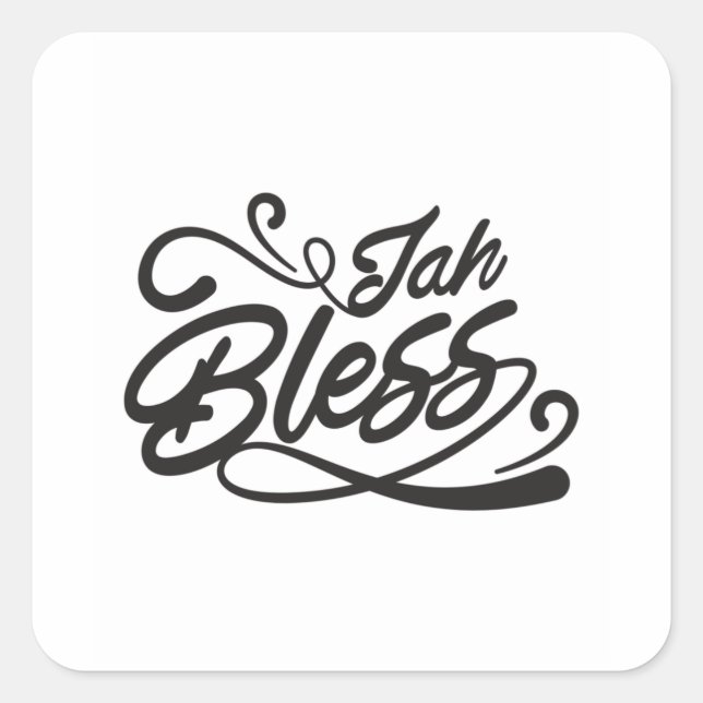 Jah bless lettering square sticker (Front)
