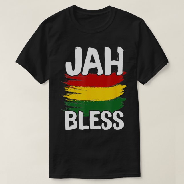 Jah Bless Reggae Rasta Rastafari Jamaican  T-Shirt (Design Front)