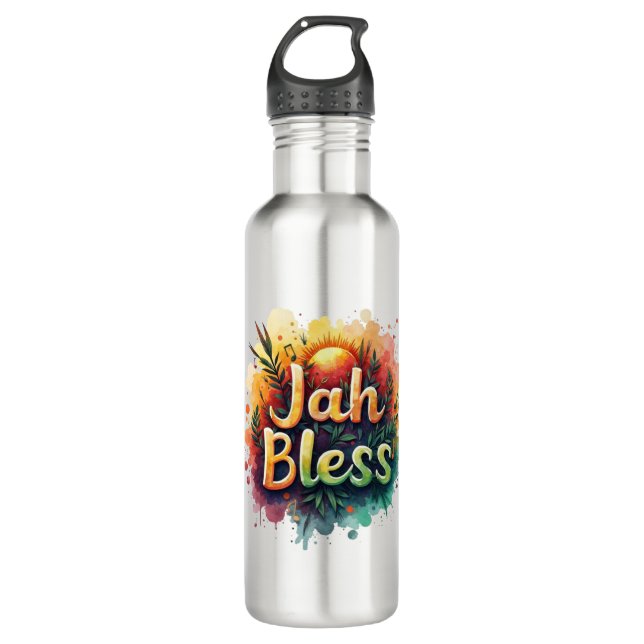 Jah Bless Reggae Watercolor 710 Ml Water Bottle (Front)