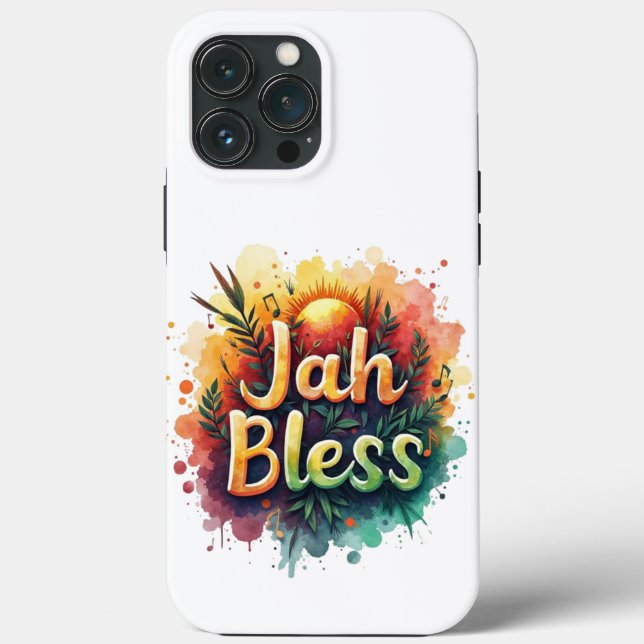 Jah Bless Reggae Watercolor iPhone 13 Pro Max Case (Back)