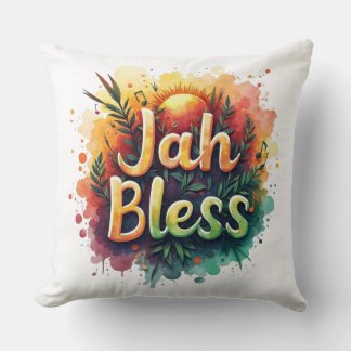 Jah Bless Reggae Watercolor  Throw Pillow