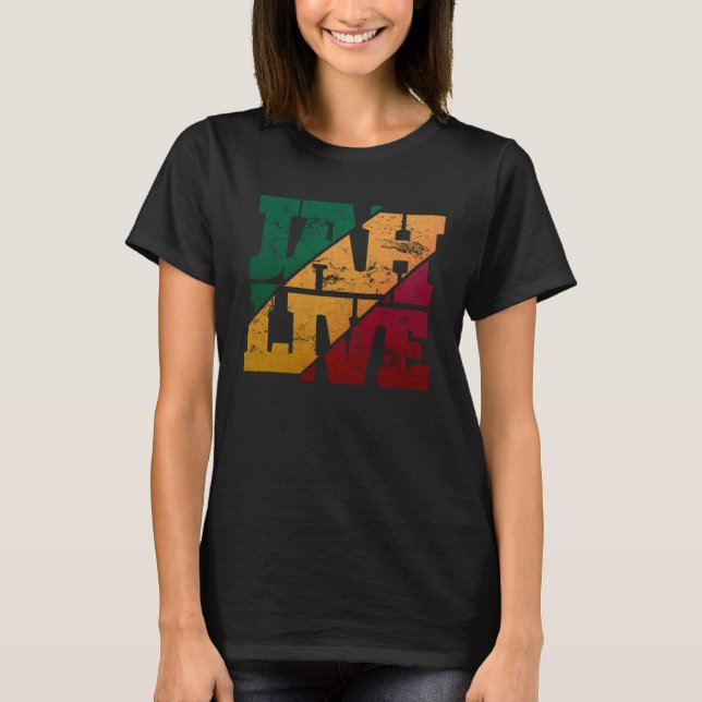 Jah Live Rasta Colors Distressed Reggae T-Shirt (Front)
