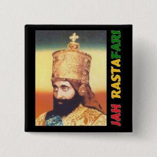 Jah Rastafari Badge 2 Inch Square Button