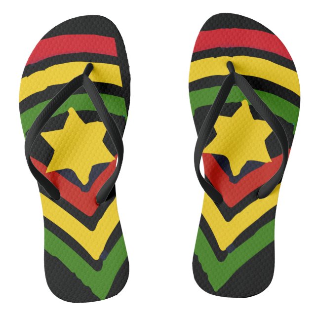 Jah Rastafari Jamaican Reggae Flip Flops (Footbed)