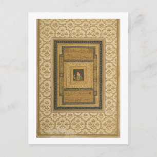 Jahangir holding a picture of the Madonna, inscrib Postcard