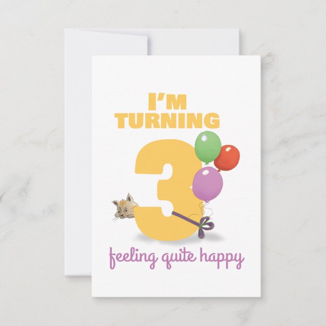 J'ai 3 ans avec une carte d'anniversaire heureuse (Devant)