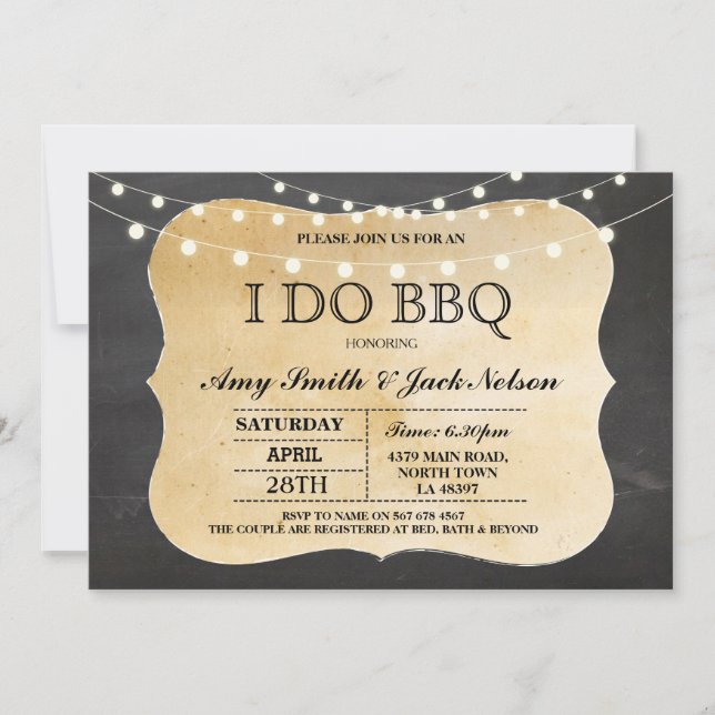 J'AI BBQ Invitation Chalk Lights Couples Invitatio (Devant)
