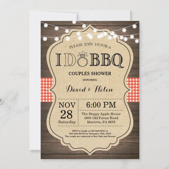 J'AI BBQ Invitation Mariage rustique (Devant)