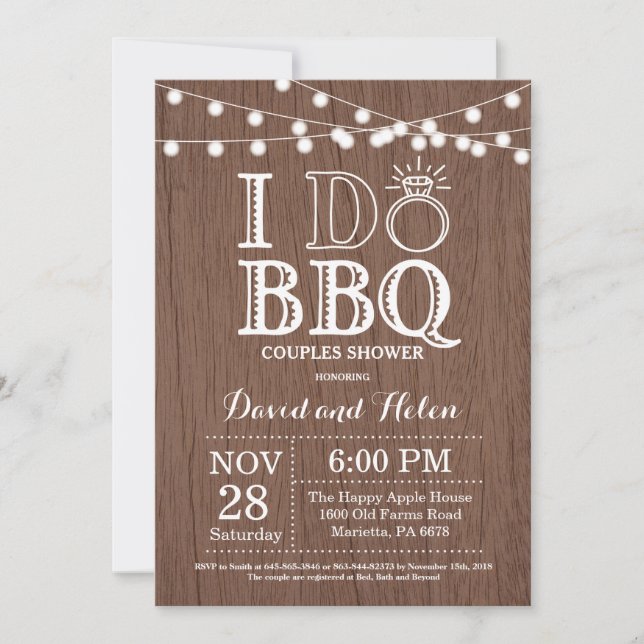J'AI BBQ Invitation Mariage rustique (Devant)