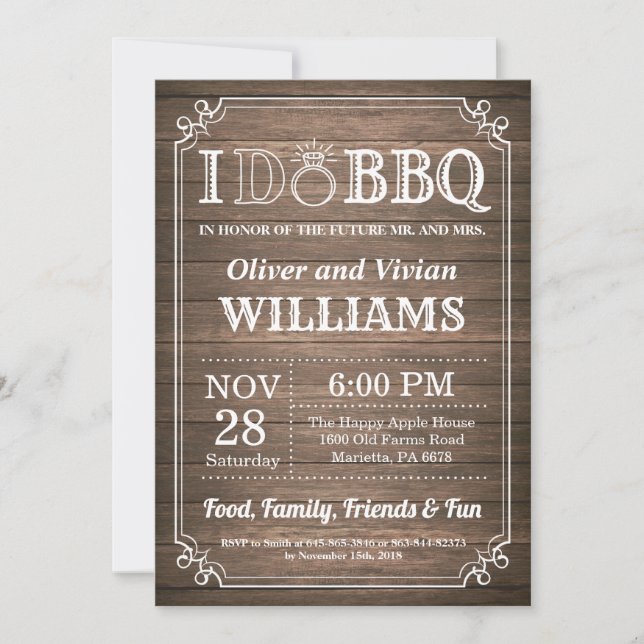 J'AI BBQ Invitation Mariage rustique (Devant)