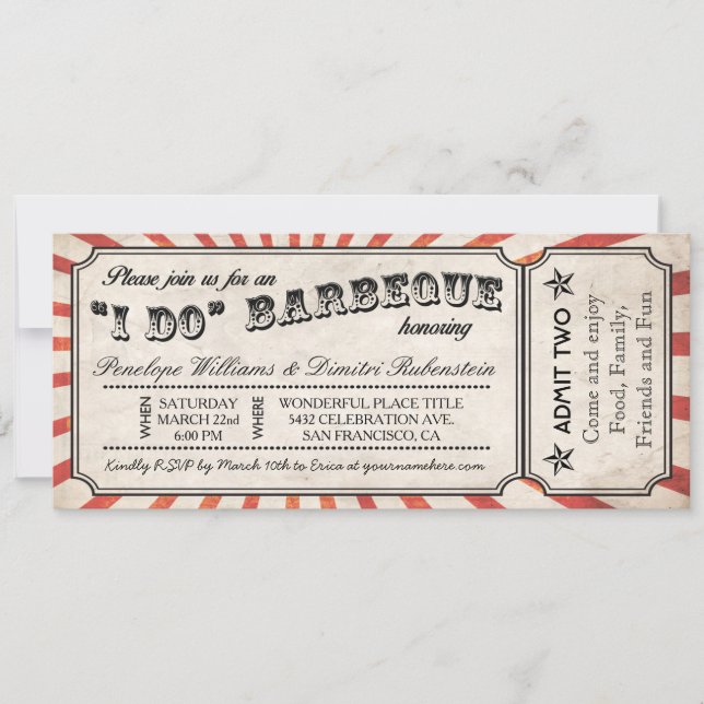 J'AI BBQ Invitations de billets Vintages (Devant)