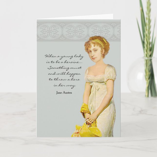 J'ai besoin d'un héros ! Carte de note Jane Austen (Devant)