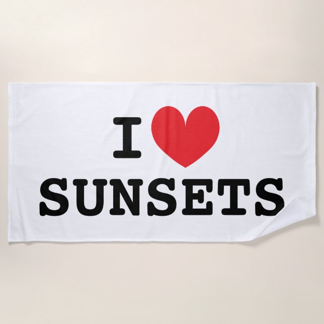 J'ai coeur couchers de soleil blanc serviette de p (Devant)
