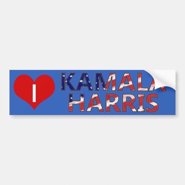 J'Ai Coeur Kamala Harris Avec Sticker À Drapeau (Devant)