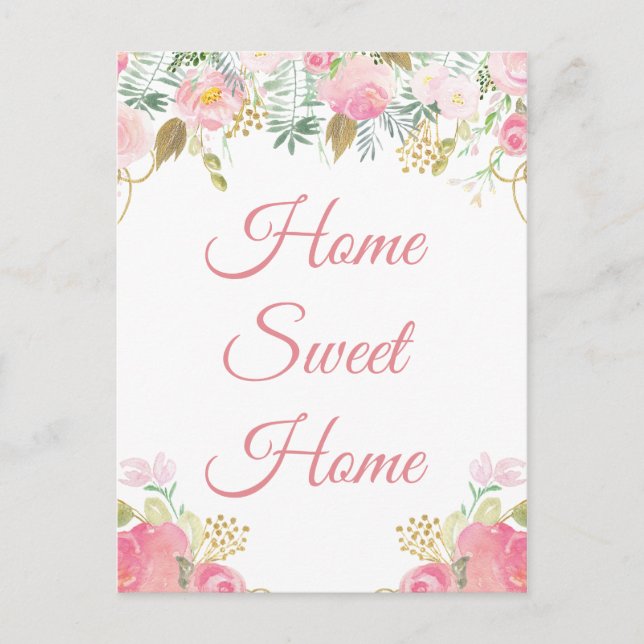 J'ai déménagé à la maison Sweet Home Floral Carte  (Devant)