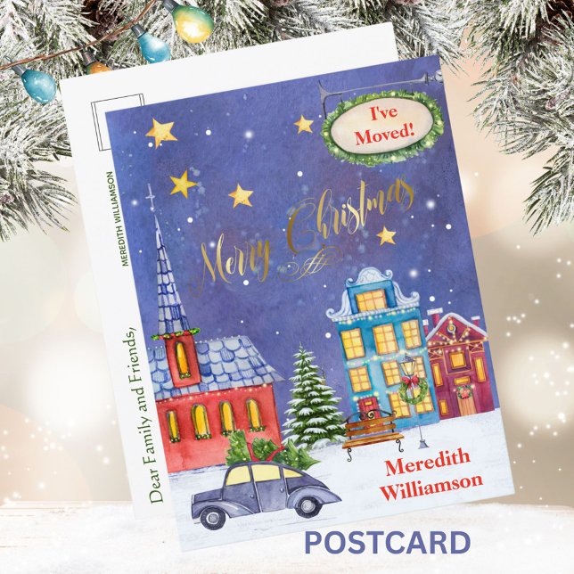 J'ai déménagé Carte postale Noël Village  (Créateur téléchargé)