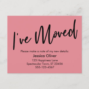 J'ai déménagé écriture moderne carte glace fraise