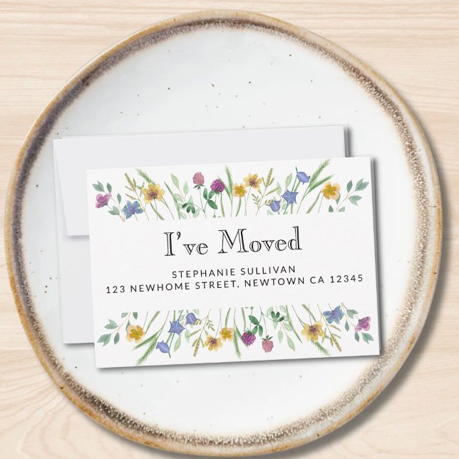J'ai déménagé Floral Moving Faire-part Mini carte (Créateur téléchargé)