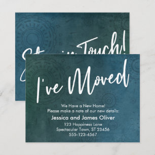 J'ai déménagé, texturé, carte graphique Turquoise 