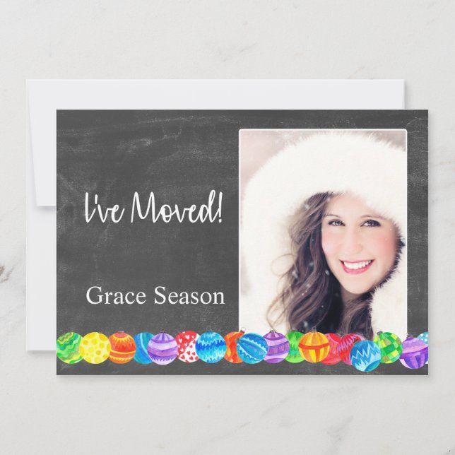 J'ai déplacé carte photo de baubles d'aquarelle (Devant)