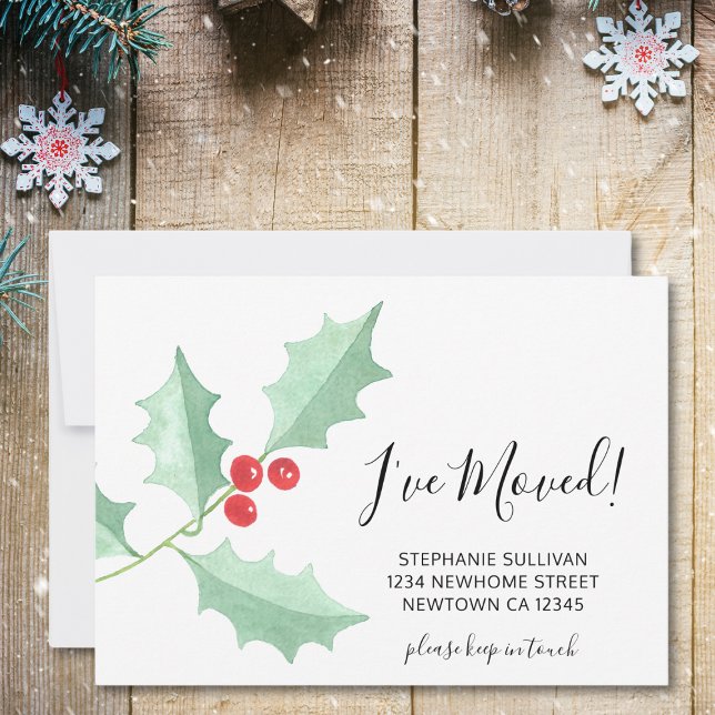 J'ai déplacé Watercolor Holly Faire-part Card (Créateur téléchargé)