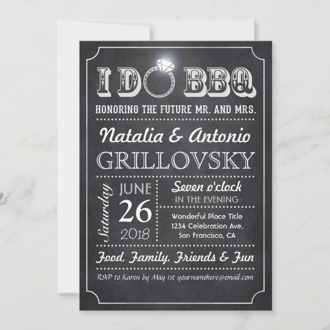 J'AI DES Invitations BBQ | Tableau de bord et anne (Devant)
