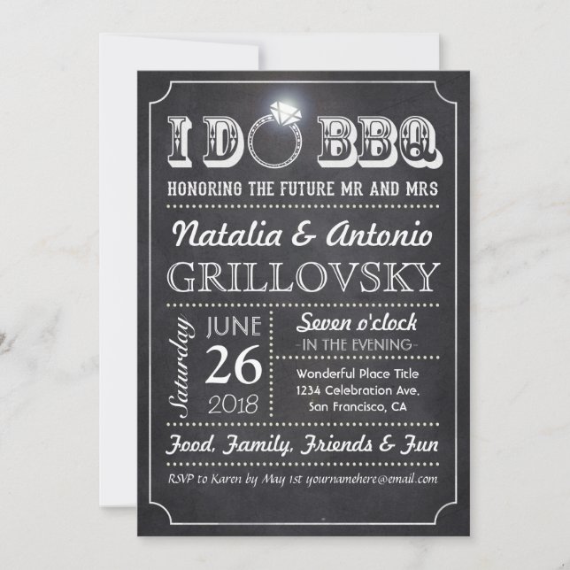 J'AI DES Invitations BBQ | Tableau de bord et anne (Devant)