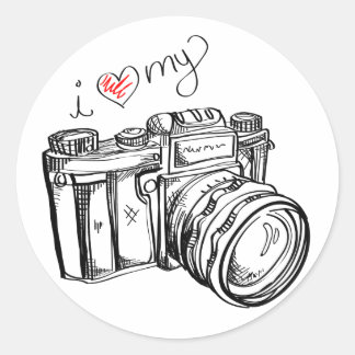 J'ai le coeur mon Camera Sticker - Noir & Blanc