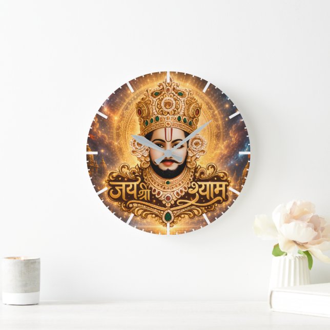 Jai Shri Khatu Shyam Ji Devotional Artwork Large Clock (Home)