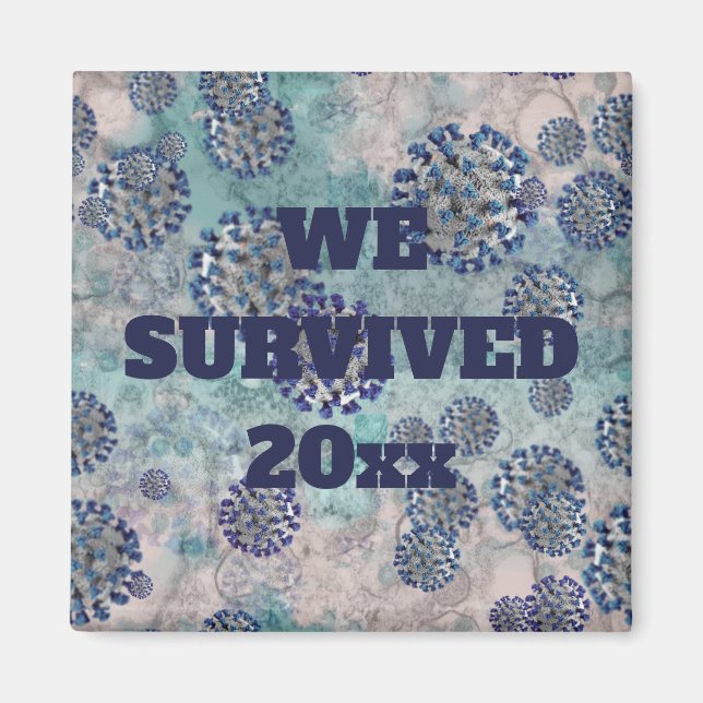 J'ai survécu à Blue Covid Virus Magnet (Devant)