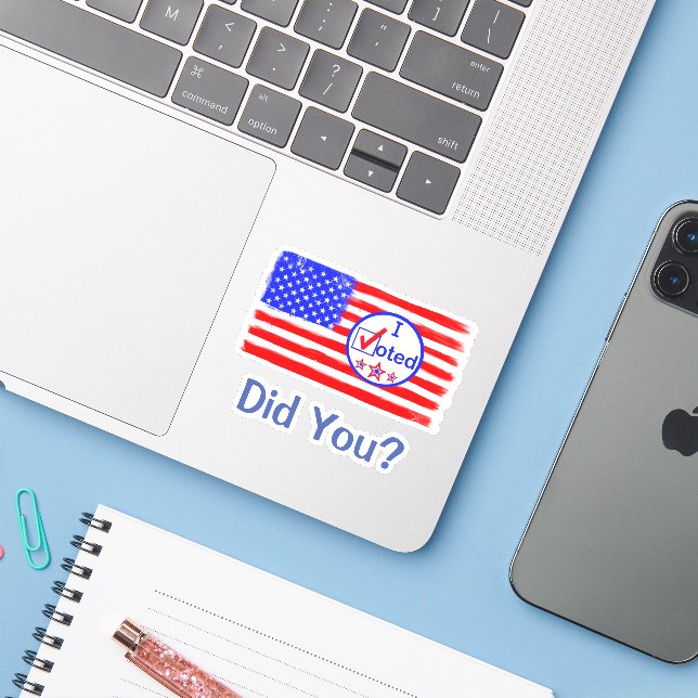 "J'ai voté ! Vous l'avez fait ?" Sticker pour ordi (Ordinateur portable avec iPhone)