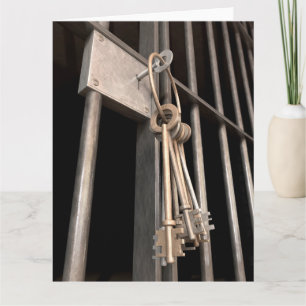 Jail Cell With Closed Door And Bunch Of Keys Card