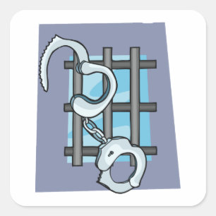 Jail Handcuffs Square Sticker