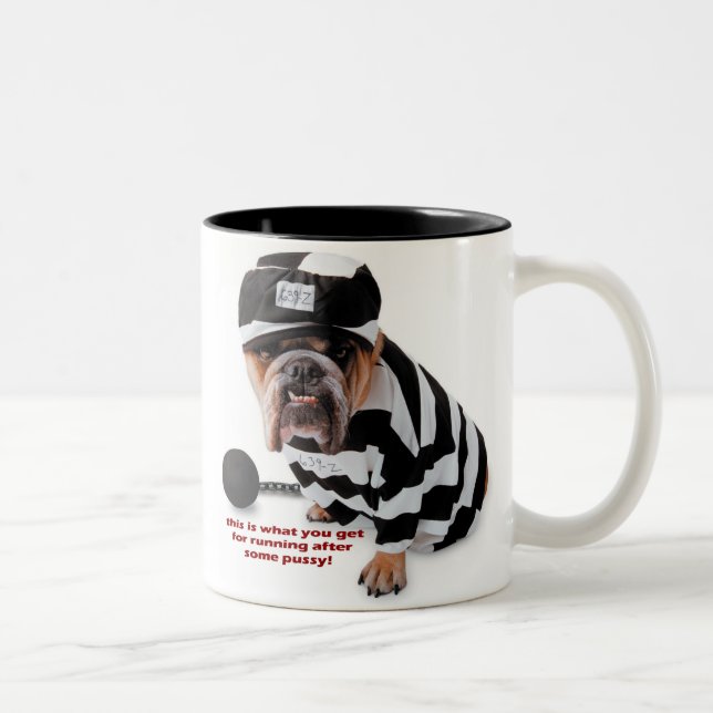 Jailbird Dog Two-Tone Coffee Mug (Right)